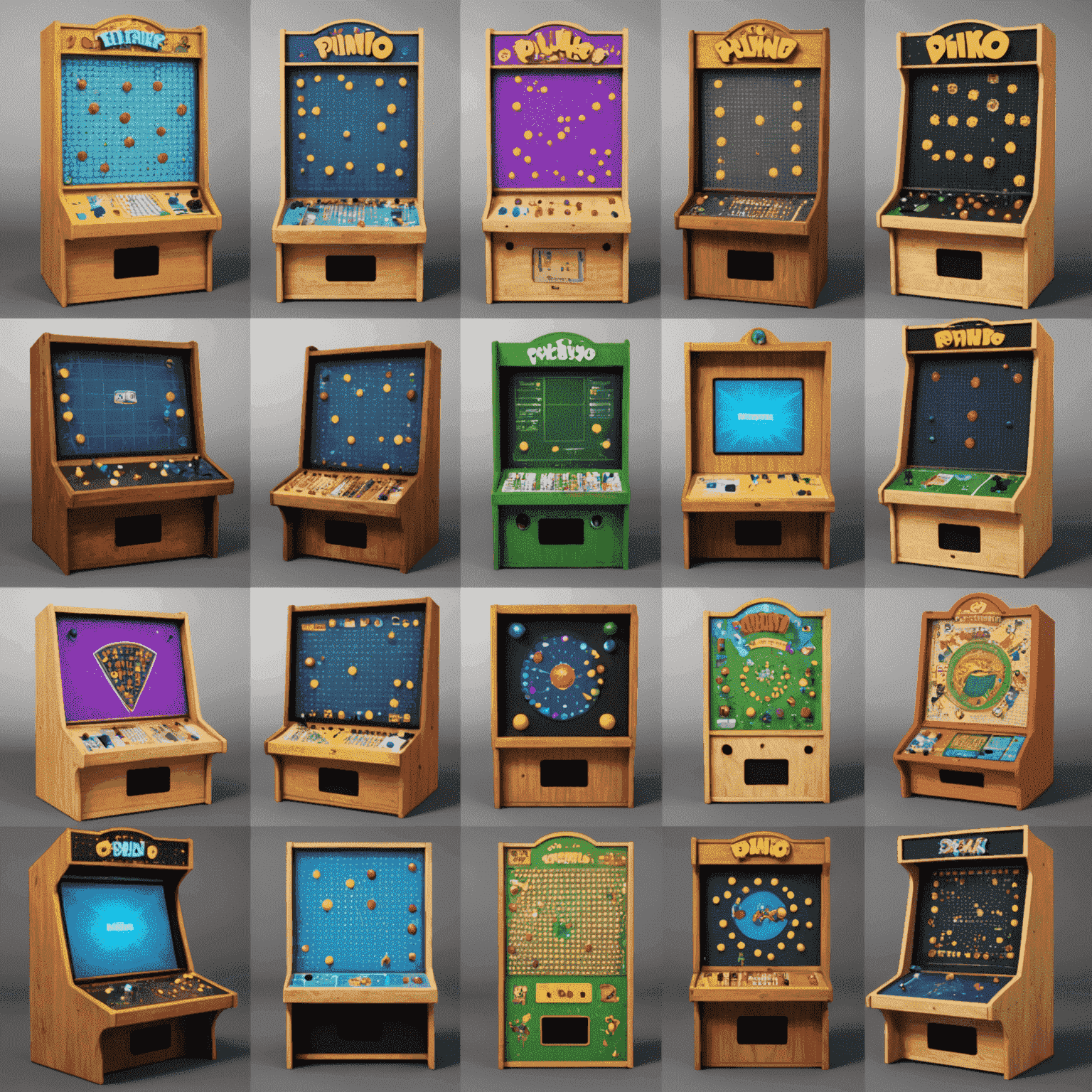 A collage showing various online Plinko-inspired games with different themes and designs, highlighting the game's influence on digital gaming